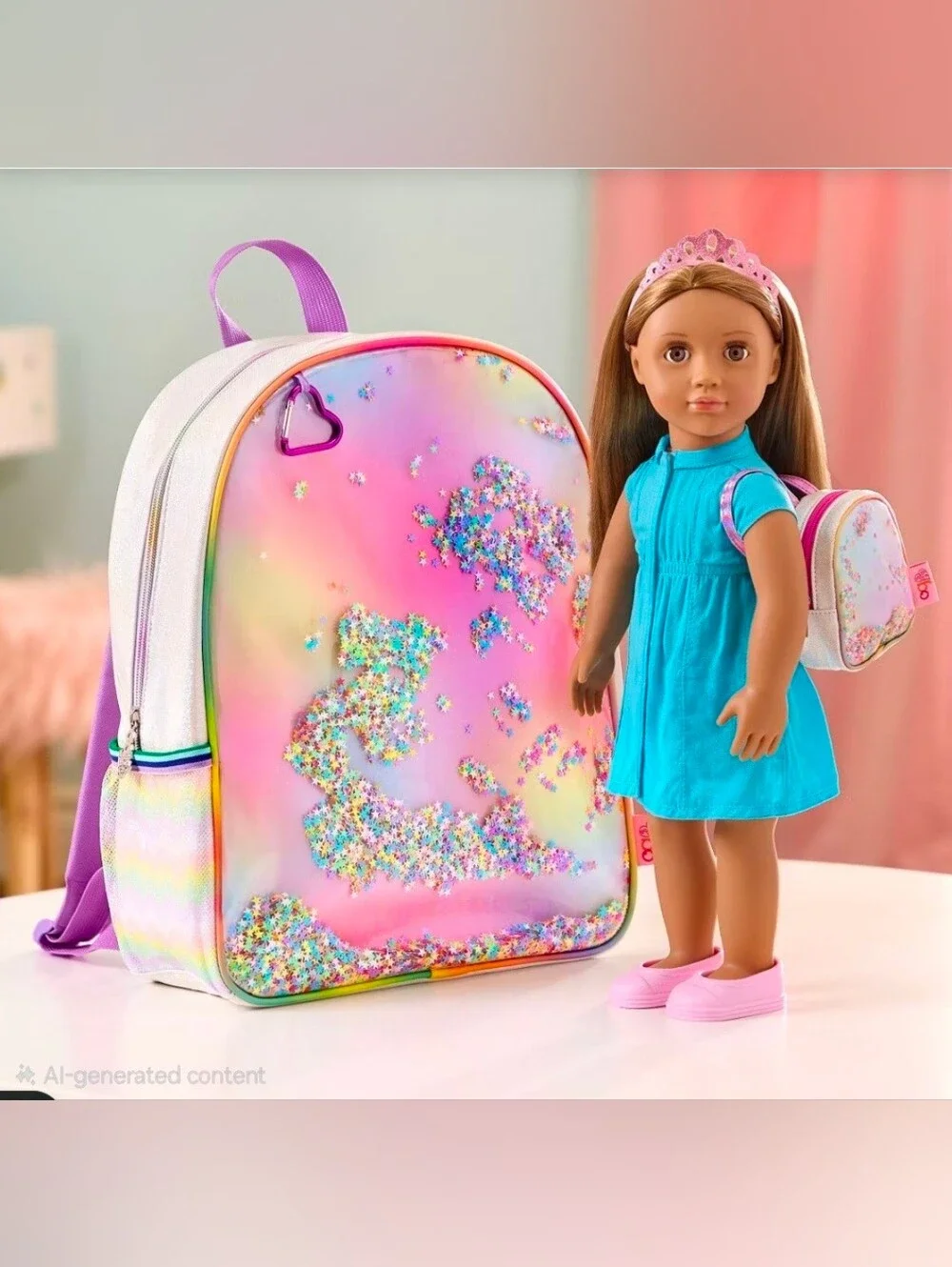 Our Generation Girl Size Knapsack Rainbow NWT
